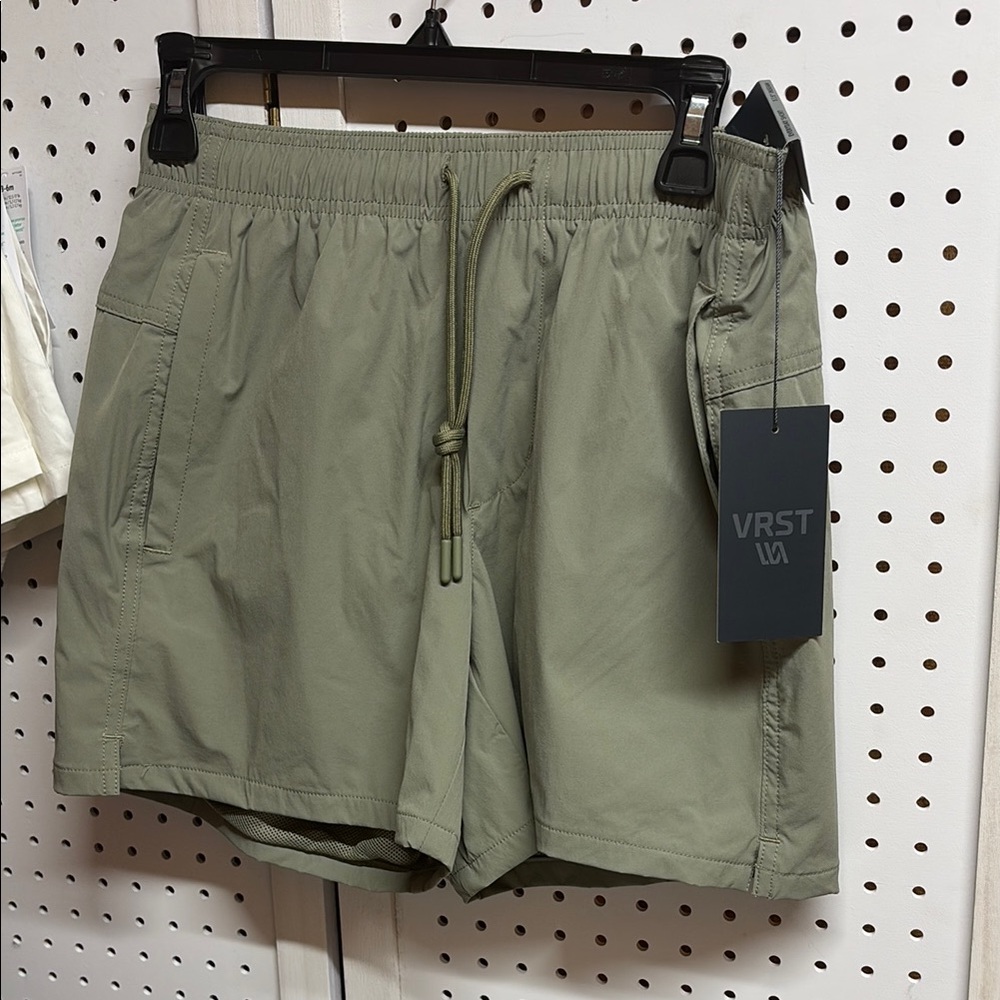 80. Sage Green Athletic Shorts with Elastic Waistband and Quick-Dry Fabric